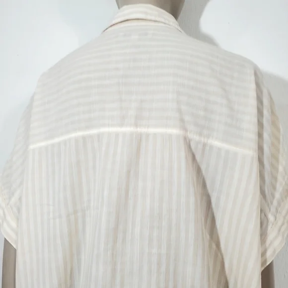 Madewell white- Beige button down short sleeve white shirt Size XL Cotton - Picture 9 of 11